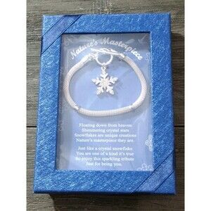 Nature's Masterpiece Crystal Snowflake Silver Tone Vintage Bracelet New